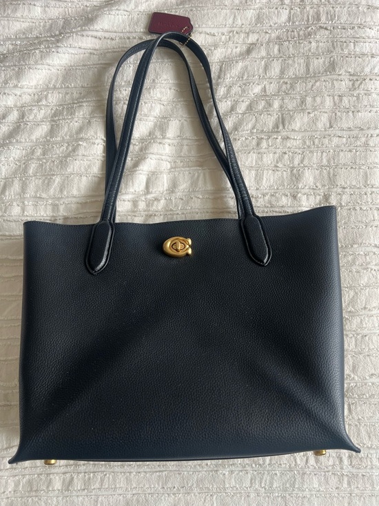 Coach Handbags - Coach Black Leather Willow Tote with Gold Turn-Lock